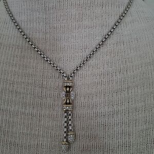John Medeiros Two-Tone Silver & Gold Pendant Necklace with Crystal Accents